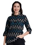 Amazon Brand - Myx Women's Cotton Printed Regular Short Kurti (NDIKKAT2A_Blue-5_M)