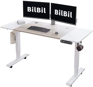 bilbil 55 x 24 Inches Electric Height Adjustable Standing Desk, Smart Home Office Stand Up Desk - Memory Settings - Solid Top - Double-Beam Construction - Anti-Collision Technology
