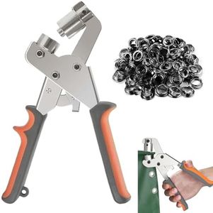 Grommet Tool Kit, Eyelets Pliers with 100 pcs 10.5mm Metal Grommet Set (Gold, Black, Silver) for Tarps,Fabric,Tents,Vinyl,Canvas (Type B)