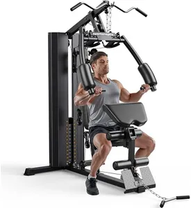 Sportsroyals Home Gym, Multifunctional Home Gym Equipment, Workout Station with 154LBS Weight Stack, Exercise Equipment for Full Body Traning with Pulley System