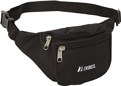 Everest Fabric Multi Pocket Fanny Waist Pack, Black, One Size, Signature Waist Pack - Standard