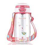 500ml Kids Water Bottle with Straw - BPA Free Water Bottles, Childs water bottle,Tritan Sports Water Bottle for Kids, One Click Flip Lid,Leak-Proof Water Bottle with Cute Design For Girls & Boys-Pink