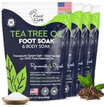 Tea Tree Oil Foot Soak with Epsom Salts- for Foot Pain, Soreness, Athletes Foot, Odors, Toe Nail Fungus, Fungal, Calluses Made in USA - 4 Pack