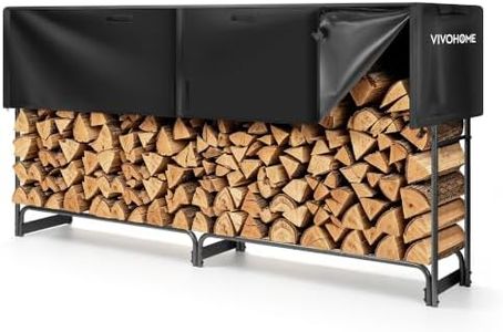 VIVOHOME 8 ft 1/2 Cord Fireood Rack Outdoor with Cover Combo Set