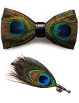 JEMYGINS Feather Bow Tie Leather Bow tie and Brooch Sets for Men(8)