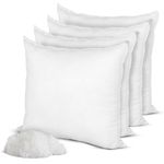 Hometex Canada - 4-Pack, 18"x18" Pillow Insert, 100%, Hypoallergenic, Durable & Premium Soft Polyester Filled Standard Cover, Used for Throw & Square Pillows for Couch, Sofa, Bed and More