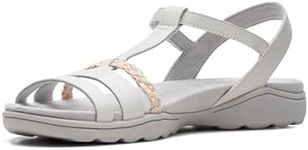 Clarks Women's Amanda Tealite Sports Sandal, White Leather, 5 UK