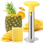 AUBENR Premium Pineapple Corer and Slicer Tool - Sharp Pineapple Cutter with Serrated Tips - Easy to Use and Clean - Stainless Steel Core Remover for Pineapple - Core Fruits with Ease(Yellow)