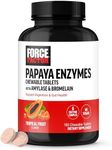 FORCE FACTOR Papaya Enzymes Complex, Digestion Supplement and Bloating Relief with Amylase and Bromelain, Support Healthy Digestion, Sugar Free, Non-GMO, Tropical Fruit Flavor, 180 Chewable Tablets