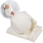 Newborn Photography Wraps with Hat Baby Photo Outfit Girl Stretch Blanket Infant Boy Props for Baby Photo Shoot (White)