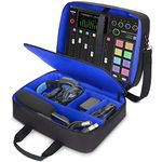 USA Gear Audio Mixer Case - Podcast Mixer Travel Case with Scratch-Resistant Interior & Customizable Storage - Compatible with RODECaster Pro, RODECaster Pro II, Microphones and More Equipment (Blue)