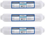 Hydronix ICF-10 Inline Post Activated Carbon Water Filter Replacement Cartridge with 1/4-Inch NPT for Refrigerator, Ice Maker, RO Reverse Osmosis System, 2000 Gallons - 1 Year Capacity (3 Pack)