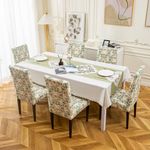 House of Quirk Polyvinyl Chloride(PVC)Rectangular Dining Table Cover Waterproof with 6 Chair Covers for Kitchen Dining Table Cloth Dust & Oil Repellent(Beige Coriander,1 Table Cover + 6 Chair Cover)