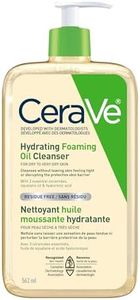 CeraVe Oil Cleanser for Face, Hydrating Foaming Oil Face Cleanser with Squalene Oil, Hyaluronic Acid and Ceramides, for Dry to Very Dry Skin, Non-Greasy, Non-Comedogenic, Fragrance-Free, 562 mL