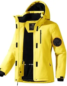 FREE SOLDIER Women's Waterproof Ski Snow Jacket Fleece Lined Warm Winter Rain Jacket with Hood Fully Taped Seams(Yellow,XL)