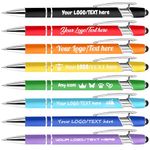 Personalised Pens Metal Ballpoint Pens with Stylus Customised LOGO and TEXT Engraving Bulk Order Wholesale Pens - Ideal for Business Promotions, Schools, and Event Giveaways, Quantity From 1 to 500