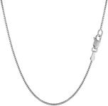 Jewelry Affairs 18k White Solid Gold Mirror Box Chain Necklace, 0.8mm, 16"