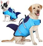 AOFITEE Dog Life Vest for Swimming, Dog Life Jacket Large, High Flotation Dogs Swimming Vest with Rescue Handle and Reflective Stripe, Shark Dogs Lifesaver Swimsuit for Boating Summeer Pool Beach, XL