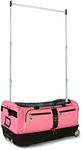 Travolution® – Newly Designed Garment Rack 28 inch Duffel with Wheels, Collapsible Lightweight Drop-Bottom Dance Costume Travel Luggage, Color Options, Pink/Black