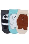 BALENZIA We Bare Bears Fur Lowcut Socks with Gift Pack For Women (Pack Of 3)(Free size)| Made with 100% Combed Cotton & Spandex