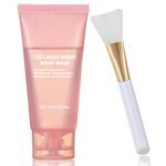 Collagen Night Wrapping Mask Peel-Off Overnight Collagen Face Mask - Deeply Hydrates & Firming & Glowy - Reduce Sagging & Wrinkle For Glowing Skin 2.54 fl.oz with Mask Applicator