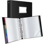 Uquelic Presentation Ring Binder, A4 Display Folder with 80 Punched Pockets and 6 Colorful PP Divider Pages, Folder File Plastic Sleeves for Documents, Certificates, Receipts, Black