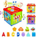 Galaxy Hi-Tech 6 In 1 Learning Cube Educational & Learning Activity Toy Including Blocks, Clock, Alphabets-Tree,Transportation Vehicles,Music Keyboard & Mirror For Kids, Multicolor