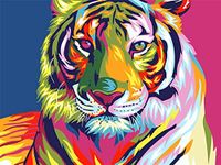 HASTHIP Paint by Numbers DIY Acrylic Painting Kits with 3X Magnifier Card for Kids, Adults Beginner - 40 x 50cm - Colorful Lion (without Frame)