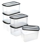 Kuber Industries 6 Pcs Small Plastic Boxes for Storage With Lid - Pooja & Office Items, Baby Clothes & Diaper Organizing Transparent Boxes | Black