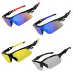 AMFUN 4PCS Sports Sunglasses, Windproof Cycling Glasses, Protection Light Sunglasses Fashion Outdoor Glasses, for Men Women Youth Cycling Running Driving Fishing