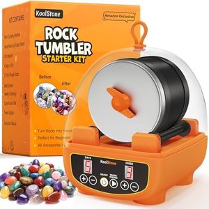 C5 Rock Tumbler for Kids - Dual Noise-Reduction Design for Quiet Tumbling, Adjustable Timer & Speed with Full Accessories & Memory Function, Complete STEM Rock Polishing Kit - Beginners' Best Choice
