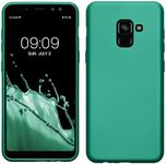 kwmobile Case Compatible with Samsung Galaxy A8 (2018) Case - Soft Slim Metallic TPU Silicone Cover - Dark Metallic Green