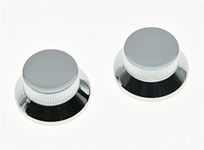 KAISH 2pcs Chrome Metal Bell Knobs Push On Guitar Bass Top Hat Knob for 5.8mm Split Shafts