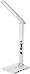 Groov-e Ares LED Lamp - Touch Control Desk Light with Fold Design - 3 Lighting Modes, Built-in Wireless Charger, Alarm Clock, & Digital Display with Time & Calender - Mains Operated - White