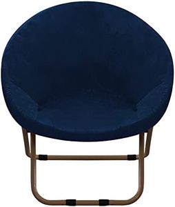 Stretchy Velvet Saucer Chair Slipcover,Removable Round Velvet Moon Chair Cover Furniture Protector for Living Room (Navy, Large)