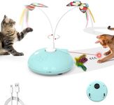 Potaroma Electric Running Cat Laser Toys Interactive, Fluttering Butterfly, 4in1 Rechargeable Automatic Kitten Toy, Colored Feather, Indoor Exercise Cat Kicker, Blue