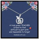 Teacher Gifts for Women Thank You Gifts For Teacher Appreciation Gifts from Student Interlocking Double Circle Necklace for Women (Apple)