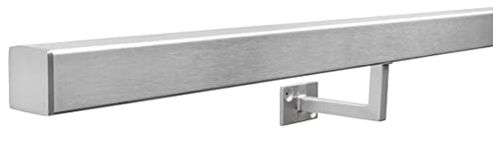 Seagull Balustrades Square Stainless Steel Handrails for Stairs - Select Your Length - Pre-Assembled with Premium Brushed Satin-Polished Steel Tube & Fittings - Made in The UK