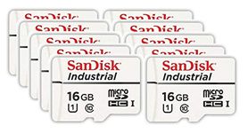 SanDisk Industrial 16GB Micro SD Memory Card Class 10 UHS-I MicroSDHC (Bulk 10 Pack) in Cases (SDSDQAF3-016G-I) Bundle with (1) Everything But Stromboli Card Reader