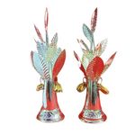 PUJA Celebrations, German Silver Banana Tree Pair Medium Vazhamaram Pair Showpiece for Home, Navratri Golu, Vastu Remedies Decoration Festival, Spiritual and Devotional Occasions. (10 x 2.25 inches)