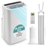 SereneLife Air Conditioner- Portable 14,000 BTU with Built-in Dehumidifier- AC Unit for Rooms up to 650 sq ft- Energy Efficient, Quiet Operation, Remote & Window Kit