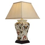 DOWNTON INTERIORS Large Cream Oriental Ceramic Table Lamp (M9955) – Chinese Mandarin Style