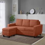 Sleepyhead Bae - 4 Seater Interchangeable L Shape Sofa Set (LHS/RHS, Fabric, Ember Orange) 4-Person Sofa