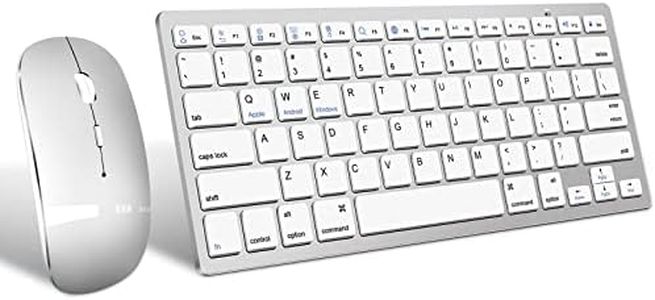 Juego de teclado y mouse inalámbricos Bluetooth, portátil, delgado, silencioso, recargable, inalámbrico, compatible con iPad/Mac/MacBook/Android/Windows/PC/computadora