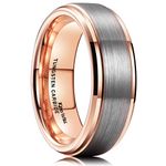 King Will Duo Unisex 7mm 18k Rose Gold Plated Tungsten Carbide Ring Two Tone Wedding Band 12