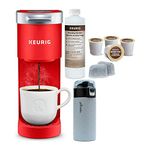 Keurig K-Mini Coffee Maker Single-Serve K-Cup (Poppy Red) Bundle with 3-Month Brewer Maintenance Kit and Double Wall Stainless Steel Tumbler (3 Items)