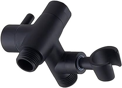 G-Promise Solid Metal Shower Arm Diverter with Holder for Hand Held Showerhead and Fixed Spray Head, G 1/2 3-Way Bathroom Universal Diverter System Replacement Part (Matte Black)