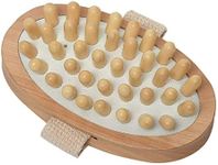 Natural Wooden Lymphatic Drainage Tool - Oval Body Massager with Nodules for Cellulite, Muscle Relief & Circulation - Easy-Grip Hand Strap Design