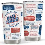 SANDJEST Dad Jokes Insulated Tumbler with Lid - 20oz Stainless Steel Mug for Father - Funny Coffee Cup for Travel Sport Office, Gift for Birthday Father’s Day