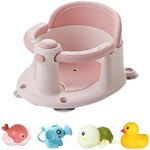 Baby Bath Seat for Infant Toddler 6 Months and up, Portable Foldable Non-Slip Baby Bathtub Seat 4 Secure Suction Cups for Baby Sitting Up (Pink)